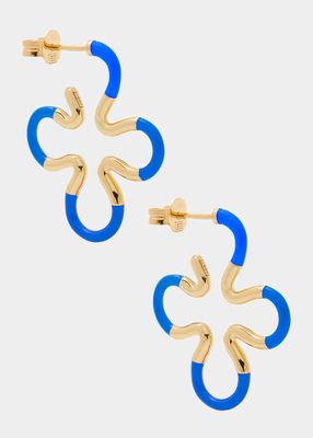 Cobalt Enamel Floral Earrings