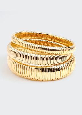 Cobra Elastic Bracelets, Set of 3, Gold