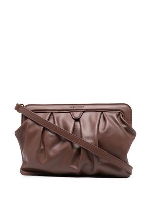 Coccinelle Diletta ruched leather clutch - Brown