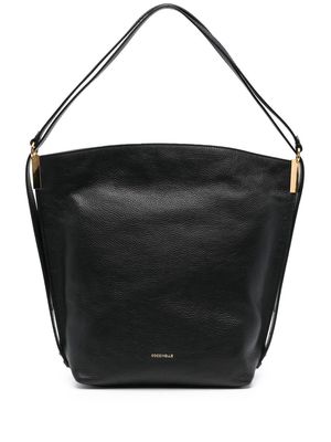 Coccinelle engraved-logo leather tote - Black