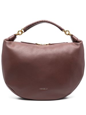 Coccinelle half-moon leather tote bag - Brown