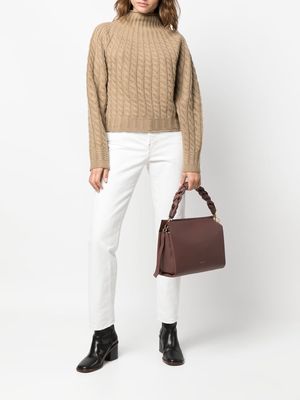 Coccinelle leather interwoven-strap bag - Brown