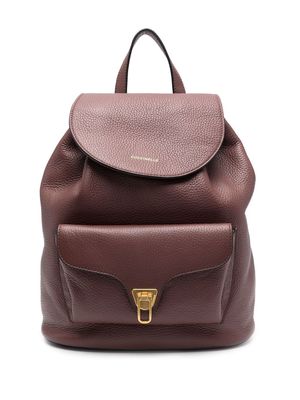 Coccinelle leather logo-print backpack - Brown