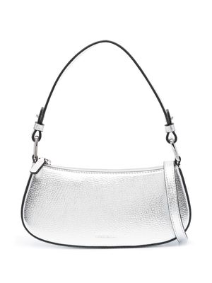 Coccinelle logo-detail zip-up shoulder bag - Silver
