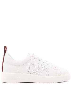 Coccinelle logo-perforated leather sneakers - White