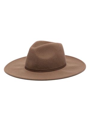Coccinelle logo-plaque wool fedora hat - Brown