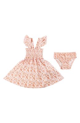 Coco Moon Shell Print Smocked Sundress & Bloomers in Pink 