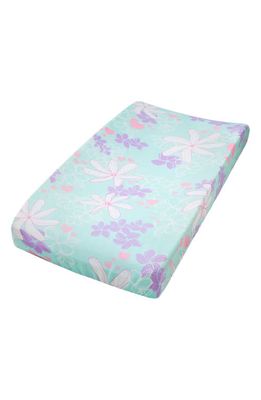 Coco Moon Tiare Blooms Changing Pad Cover in Blue