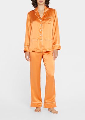 Coco Negroni Button-Down Silk Pajama Set