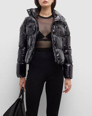 Coco Patent Cropped Puffer Jacket