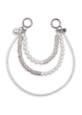 Coco Silvertone, Crystal, Freshwater & Imitation Pearls Wallet Chain