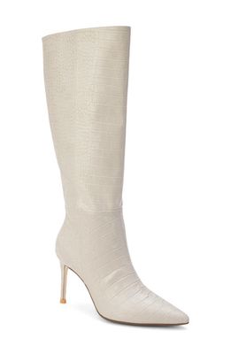 Coconuts by Matisse Alina Reptile Embossed Knee High Stiletto Boot in Ivory