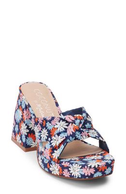 Coconuts by Matisse Esme Knot Slide Sandal in Navy Floral 