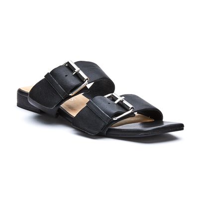 Coconuts by Matisse Moxie Buckle Strap Square Toe Sandal in Black