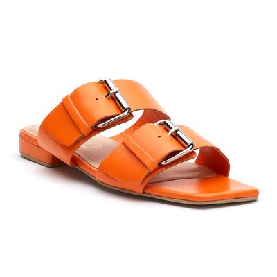 Coconuts by Matisse Moxie Buckle Strap Square Toe Sandal in Orange