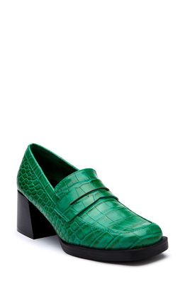 Coconuts by Matisse Pace Croc Embossed Penny Loafer in Green Croc
