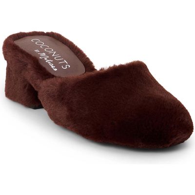 Coconuts by Matisse Teddy Faux Fur Mule in Chocolate 