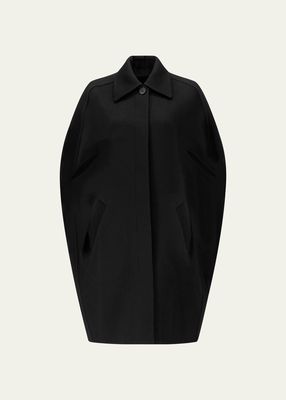 Cocoon Collared Wool Cape
