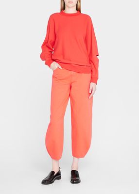 Cocoon Crewneck Sweatshirt with Elbow Cut-Outs