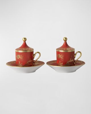 Coffe Cup with Plate and Cover, Set of 2