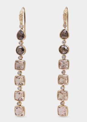 Cognac Diamond, Morganite and White Diamond Earrings in 18K Gold