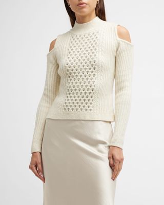 Cold-Shoulder Crystal-Embellished Sweater