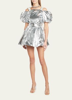 Cold-Shoulder Mini Dress with Slider Straps
