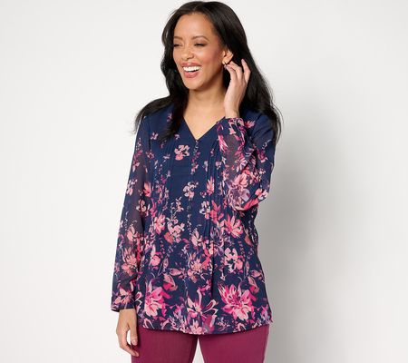 Coldwater Creek Winding Florals Woven Blouse