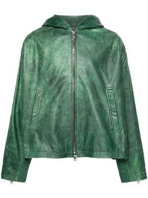 COLE BUXTON hooded leather jacket - Green