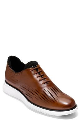 Cole Haan 2.ZeroGrand Laser Wing Derby in British Tan/Ivory Leather