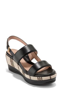 Cole Haan Aislin Slingback Platform Wedge Sandal in Black Leather 