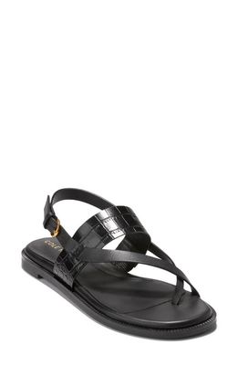 Cole Haan Anica Lux Sandal in Black Croco Print Leather
