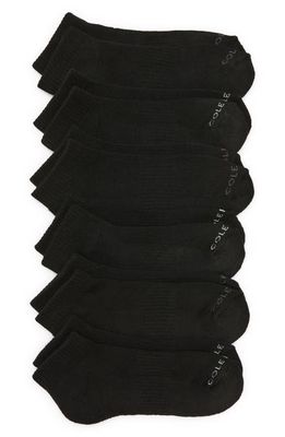 Cole Haan Assorted 6-Pack Athletic Recycled Polyester Quarter Socks in Black