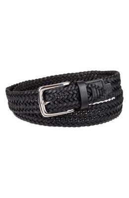 Cole Haan Braided Rubberized Leather Belt in Black/Black