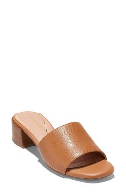Cole Haan Calli Single Band Block Heel Slide Sandal in Pecan Leather