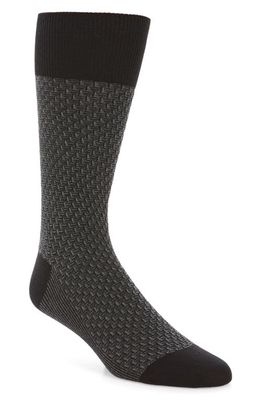 Cole Haan Dog Bone Texture Crew Socks in Black/Black