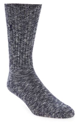 Cole Haan Embroidered Classic Rib Crew Socks in Navy Mix