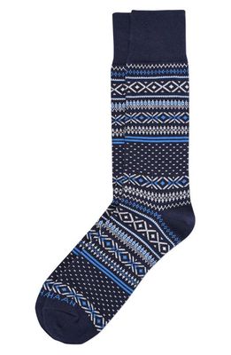 Cole Haan Fair Isle Dress Socks in Dark Blue