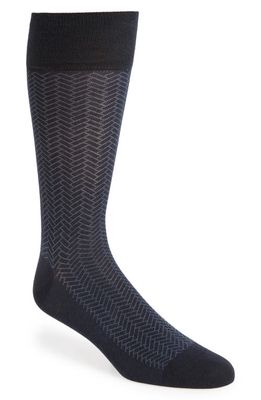 Cole Haan Geometric Dress Socks in Navy Stripe