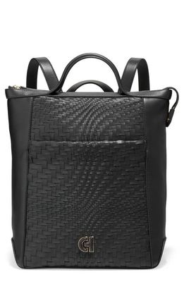 Cole Haan Grand Ambition Small Convertible Leather Backpack in Black/Woven