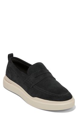 Cole Haan GrandPro Ralley Penny Loafer in Black Suede/Mortar