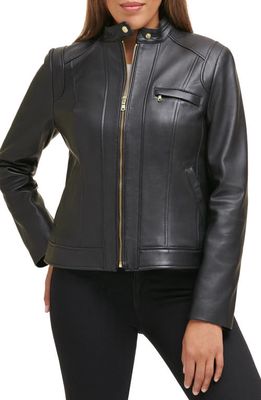 Cole Haan Moto Leather Jacket in Black
