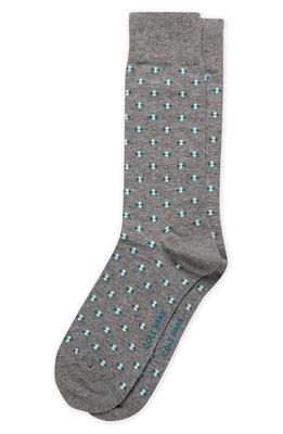 Cole Haan Neat Diamond Pattern Dress Socks in Medium Grey Heather