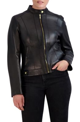 Cole Haan Racer Leather Jacket in Black