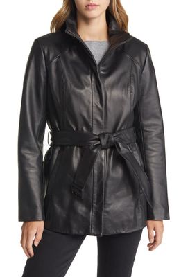 Cole Haan Signature Belted Leather Jacket in Black