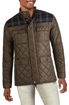 Cole Haan Signature Mixed Media Quilted Jacket in Olive