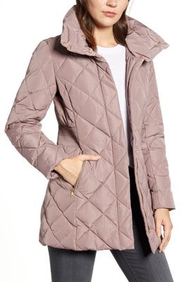 Cole Haan Signature Quilted Down & Feather Coat in Mauve