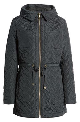 Cole Haan Signature Water Resistant Belted Quilted Jacket in Emerald