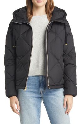 Cole Haan Signature Women's Essential Water Resistant Crop Down & Feather Fill Hooded Jacket in Black