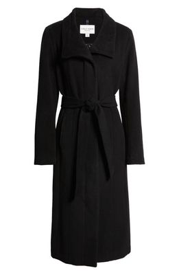 Cole Haan Signature Women's Slick Belted Long Wool Blend Coat in Black